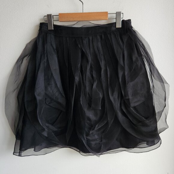 *NWT* Emporio Armani Black Silk Organza Mini Skirt - US 6 🇮🇹 - Picture 6 of 10